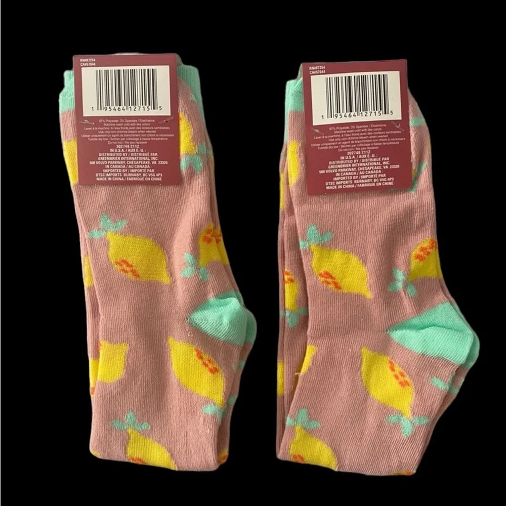 2 Pairs Lemon Print Fashion‎ knee High Socks